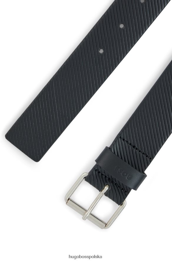 Hugo Boss Pasek Hugo zapinany na sprzączkę ze skóry strukturalnej z logo Keeper w kolorze czarnym czarny R0X0H65103