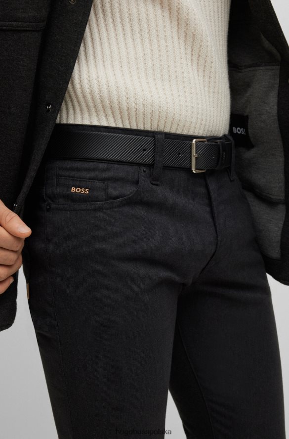 Hugo Boss Pasek Hugo zapinany na sprzączkę ze skóry strukturalnej z logo Keeper w kolorze czarnym czarny R0X0H65103