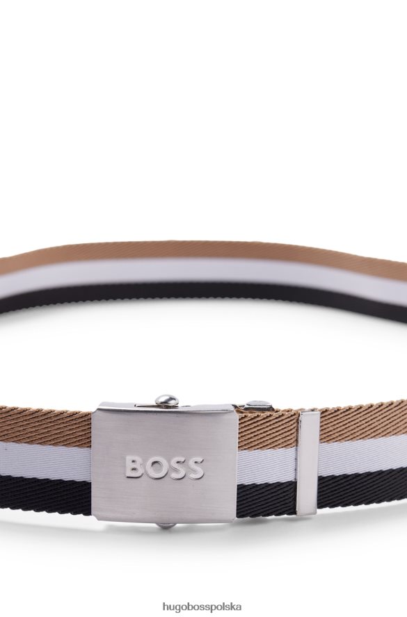 Hugo Boss Pasek w charakterystyczne paski ze wzorem Hugo i klamrą z plakietką z logo wzorzyste R0X0H65179