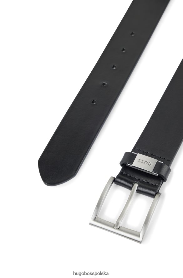 Hugo Boss Pasek włosko-skórzany z markową metalową lamówką w kolorze czarnym hugo czarny R0X0H65226