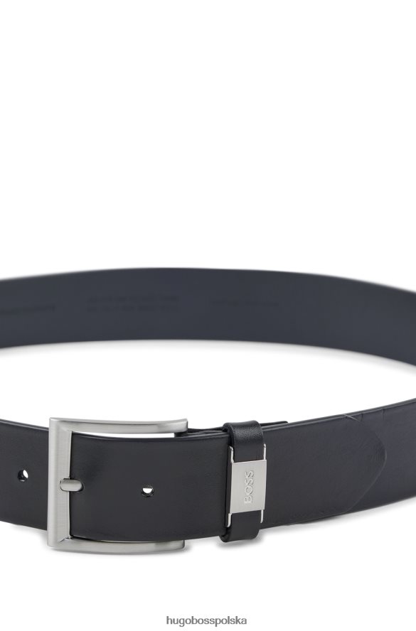 Hugo Boss Pasek włosko-skórzany z markową metalową lamówką w kolorze czarnym hugo czarny R0X0H65226