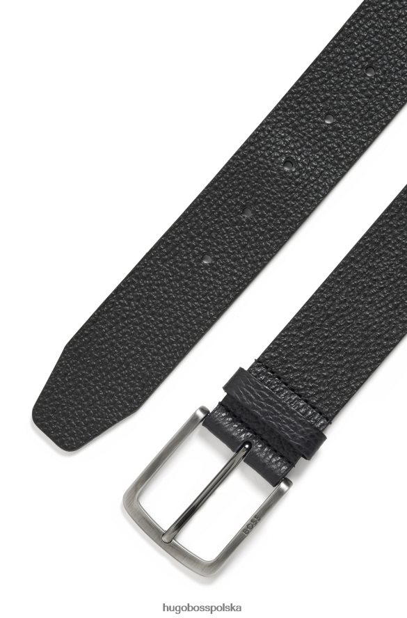 Hugo Boss Pasek z włoskiej skóry ziarnistej z markową klamrą w kolorze czarnym hugo czarny R0X0H65743