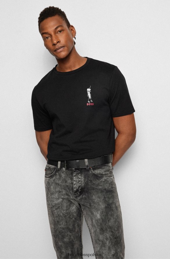 Hugo Boss Pasek z włoskiej skóry ziarnistej z markową klamrą w kolorze czarnym hugo czarny R0X0H65743