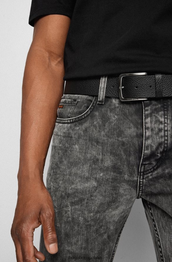 Hugo Boss Pasek z włoskiej skóry ziarnistej z markową klamrą w kolorze czarnym hugo czarny R0X0H65743