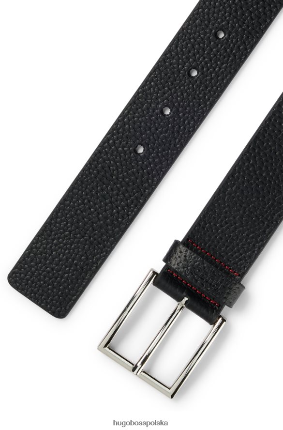 Hugo Boss Pasek ze skóry ziarnistej z wytłoczonym logo Keep Hugo w kolorze czarnym czarny R0X0H65435