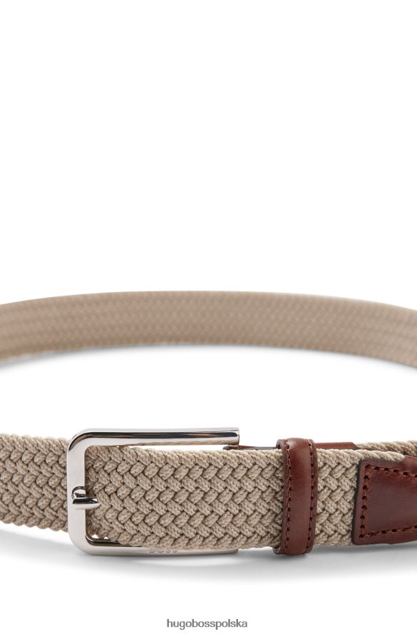 Hugo Boss Pleciony pasek hugo ze skórzanymi wykończeniami w kolorze jasnobeżowym jasny beż R0X0H65338