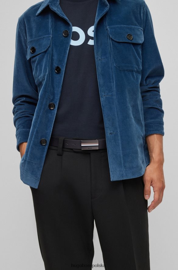 Hugo Boss Skórzany pasek hugo z charakterystyczną klamrą w paski w kolorze czarnym czarny R0X0H65166