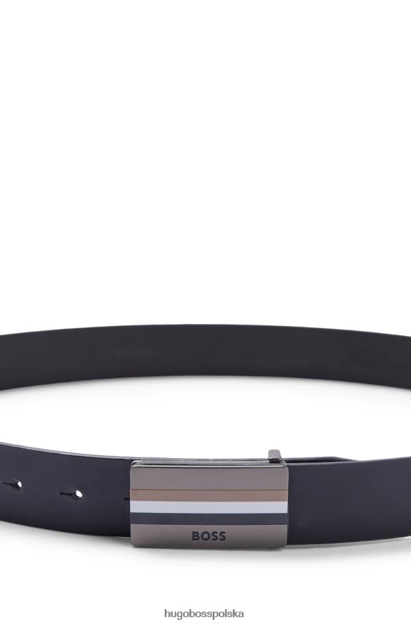 Hugo Boss Skórzany pasek hugo z charakterystyczną klamrą w paski w kolorze czarnym czarny R0X0H65166