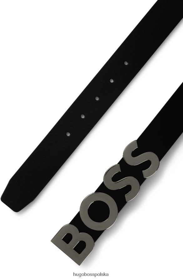 Hugo Boss Włosko-skórzany pasek hugo z klamrą z plakietką z logo w kolorze czarnym czarny R0X0H65690
