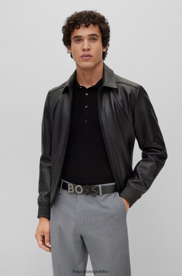 Hugo Boss Włosko-skórzany pasek hugo z klamrą z plakietką z logo w kolorze czarnym czarny R0X0H65690