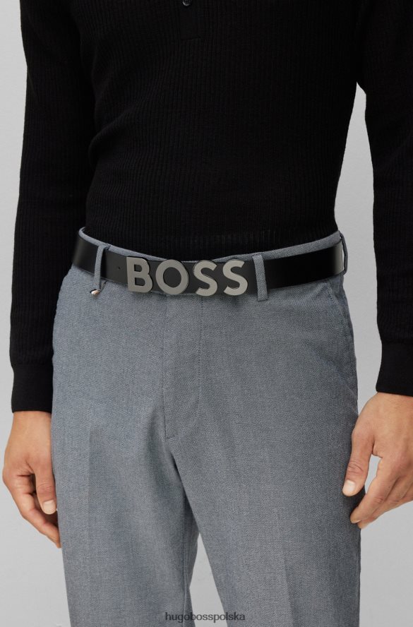 Hugo Boss Włosko-skórzany pasek hugo z klamrą z plakietką z logo w kolorze czarnym czarny R0X0H65690