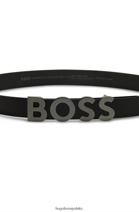 Hugo Boss Włosko-skórzany pasek hugo z klamrą z plakietką z logo w kolorze czarnym czarny R0X0H65690