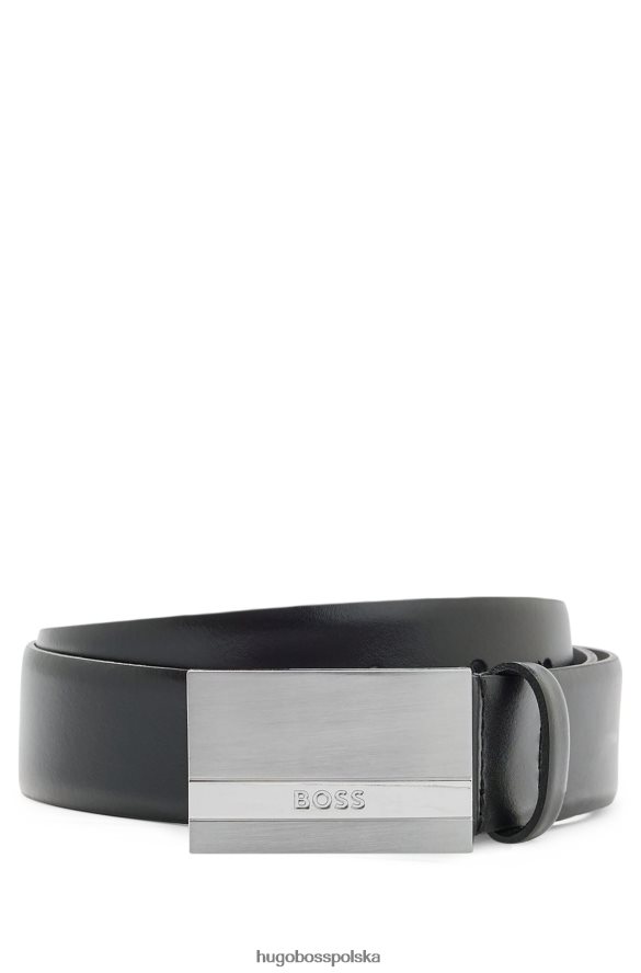 Hugo Boss Włosko-skórzany pasek z klamrą z wygrawerowanym logo w kolorze czarnym hugo czarny R0X0H65181