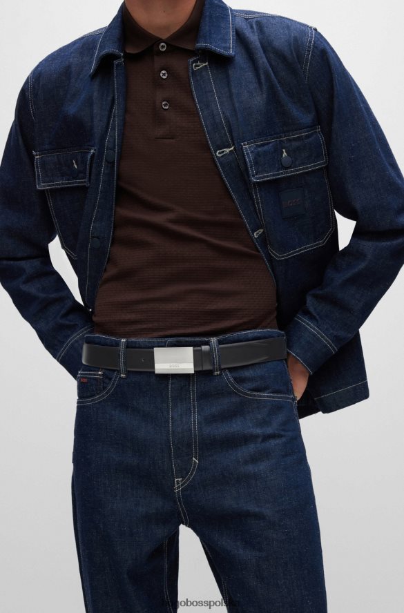 Hugo Boss Włosko-skórzany pasek z klamrą z wygrawerowanym logo w kolorze czarnym hugo czarny R0X0H65181