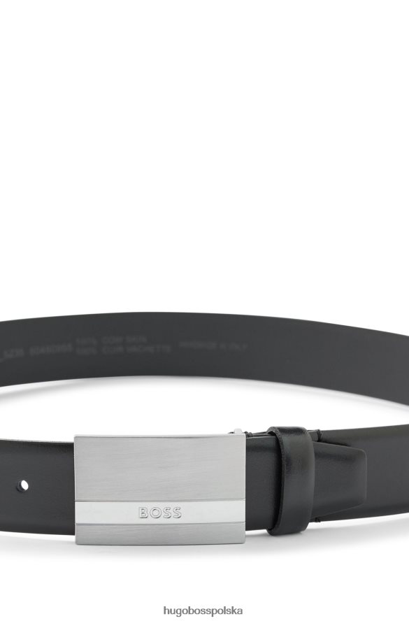 Hugo Boss Włosko-skórzany pasek z klamrą z wygrawerowanym logo w kolorze czarnym hugo czarny R0X0H65181
