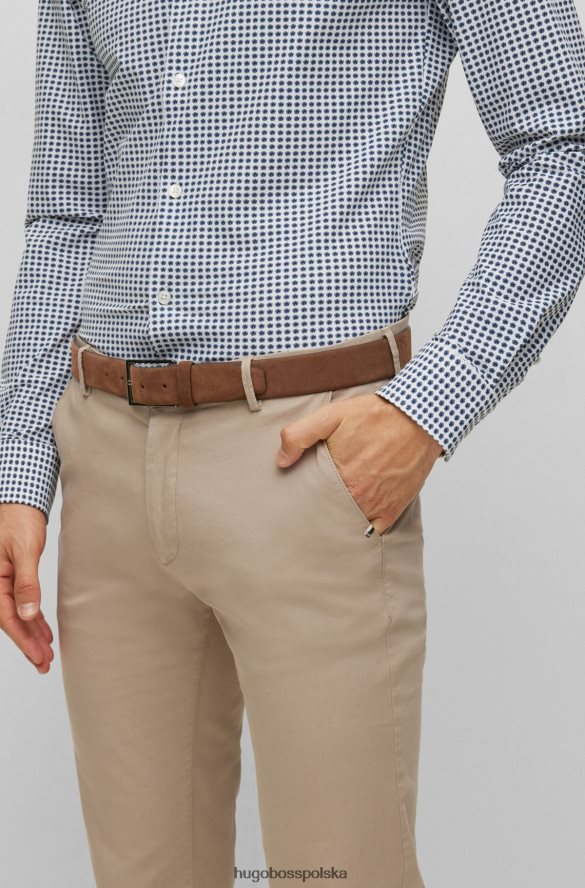 Hugo Boss Zamszowy pasek hugo z logo i brązową klamrą brązowy R0X0H65274