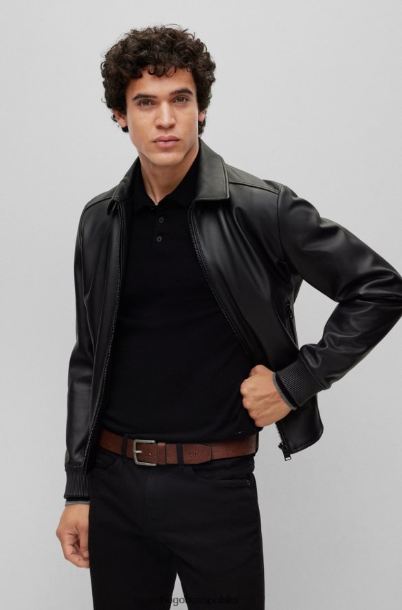 Hugo Boss ciemnobrązowy pasek z włoskiej skóry Hugo z przeszyciami ciemny brąz R0X0H65527