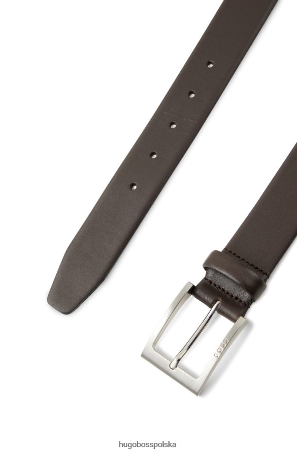 Hugo Boss ciemnobrązowy pasek ze skóry hugo nappa ze sprzączką ciemny brąz R0X0H65196