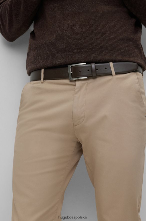Hugo Boss ciemnobrązowy pasek ze skóry hugo nappa ze sprzączką ciemny brąz R0X0H65196
