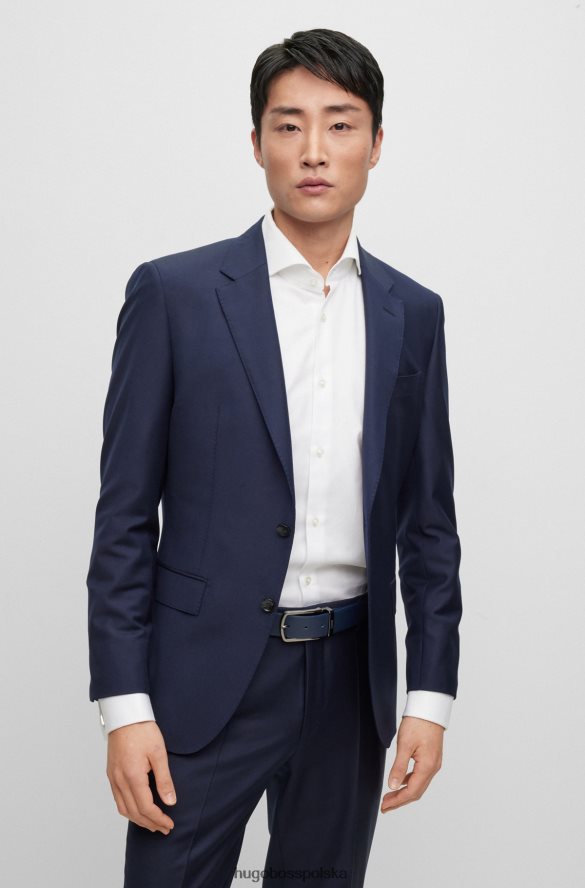 Hugo Boss ciemnoniebieski, dwustronny pasek z włoskiej skóry Hugo z szybkozapinaną klamrą ciemny niebieski R0X0H65889