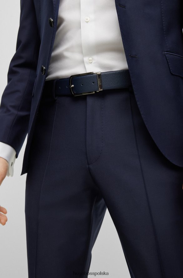 Hugo Boss ciemnoniebieski, dwustronny pasek z włoskiej skóry Hugo z szybkozapinaną klamrą ciemny niebieski R0X0H65889