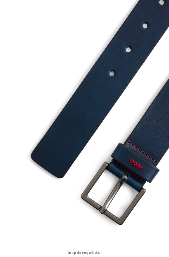 Hugo Boss ciemnoniebieski pasek z gładkiej skóry hugo z uchwytem na logo ciemny niebieski R0X0H65312