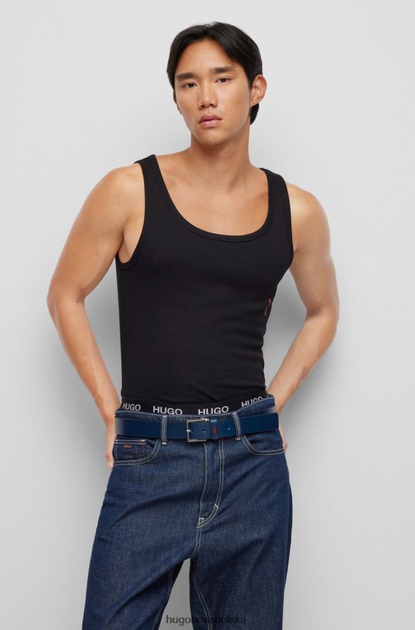 Hugo Boss ciemnoniebieski pasek z gładkiej skóry hugo z uchwytem na logo ciemny niebieski R0X0H65312