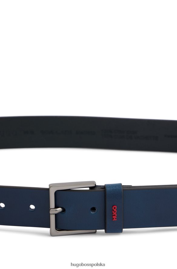 Hugo Boss ciemnoniebieski pasek z gładkiej skóry hugo z uchwytem na logo ciemny niebieski R0X0H65312