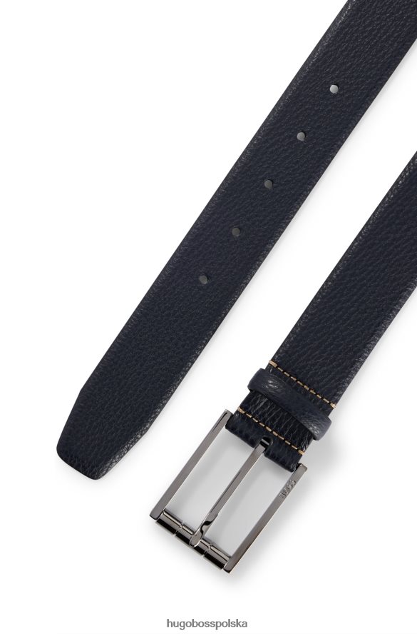 Hugo Boss ciemnoniebieski pasek z włoskiej skóry w pudełku upominkowym z brązową klamrą hugo ciemny niebieski R0X0H65760