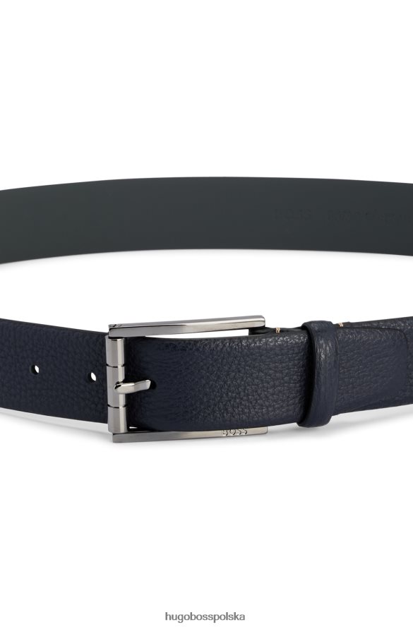Hugo Boss ciemnoniebieski pasek z włoskiej skóry w pudełku upominkowym z brązową klamrą hugo ciemny niebieski R0X0H65760