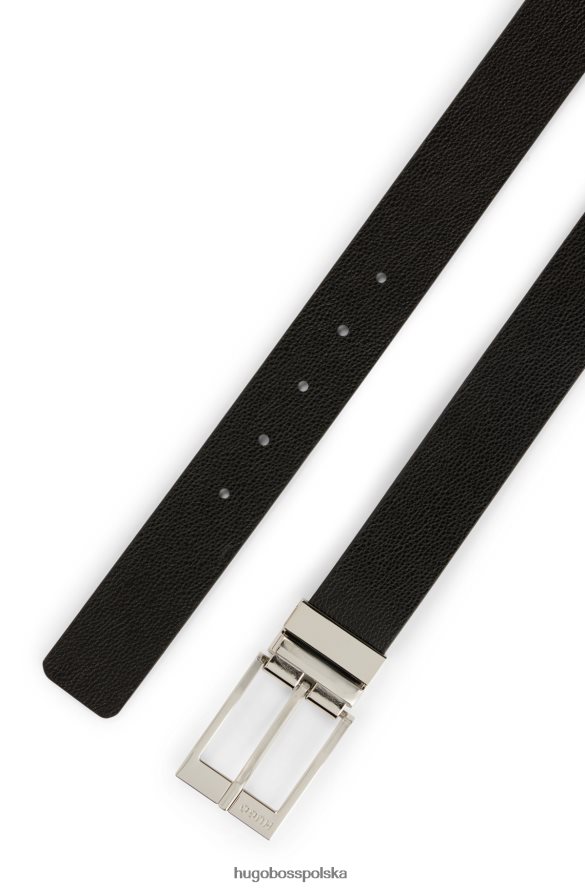 Hugo Boss czarny dwustronny pasek z gładkiej i ziarnistej skóry hugo czarny R0X0H65698