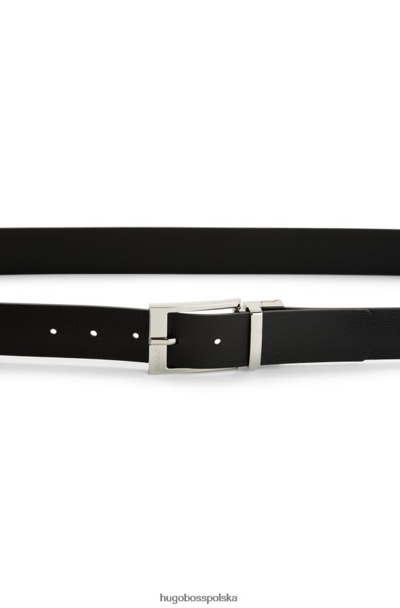 Hugo Boss czarny dwustronny pasek z gładkiej i ziarnistej skóry hugo czarny R0X0H65698