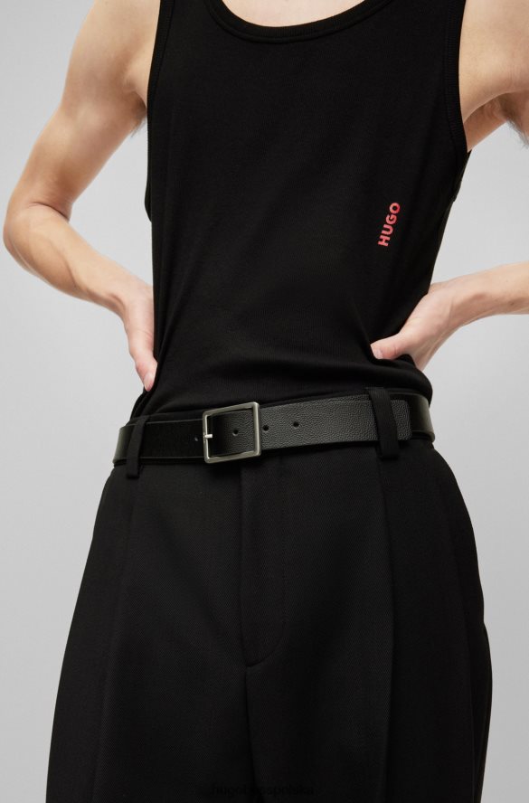 Hugo Boss czarny dwustronny pasek z ziarnistymi i gładkimi wykończeniami hugo czarny R0X0H65850