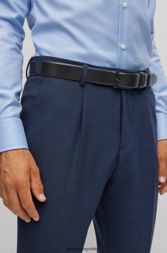 Hugo Boss czarny pasek ze skóry garbowanej roślinnie hugo z metalowymi elementami w kolorze brązu czarny R0X0H65305