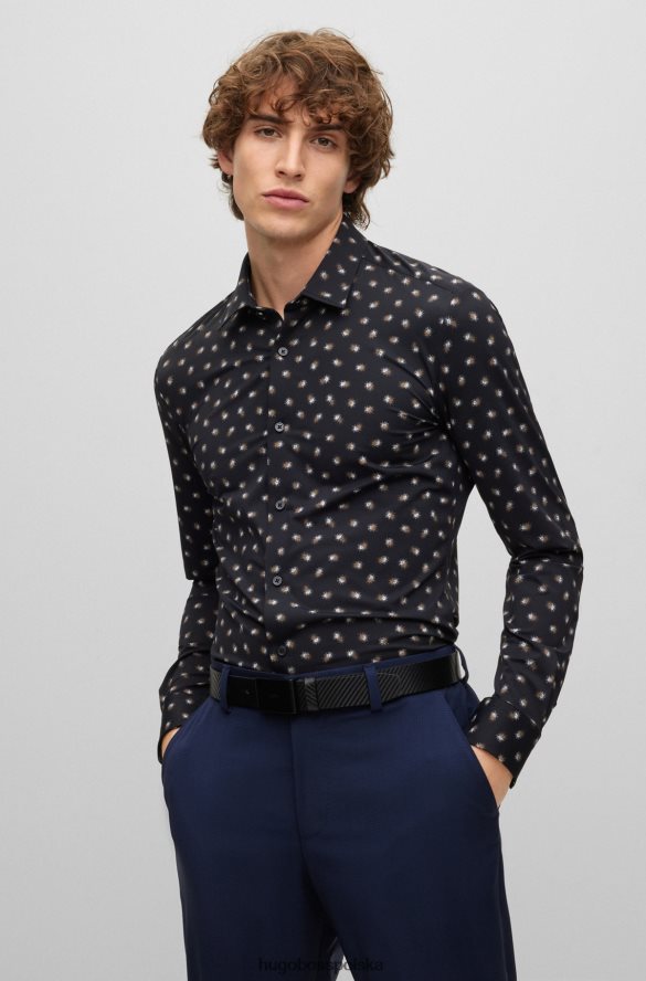 Hugo Boss czarny pasek ze skóry strukturalnej z klamrą z plakietką z logo hugo czarny R0X0H65321