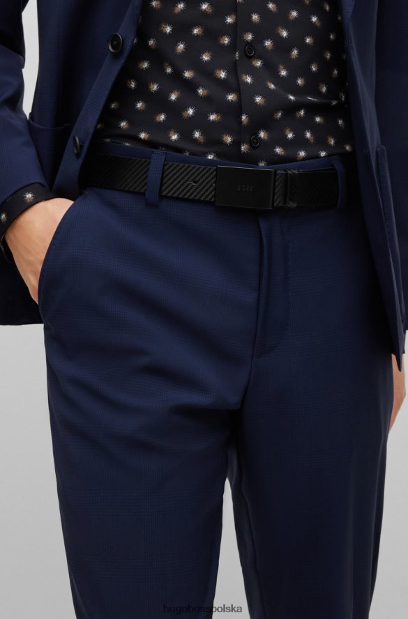 Hugo Boss czarny pasek ze skóry strukturalnej z klamrą z plakietką z logo hugo czarny R0X0H65321