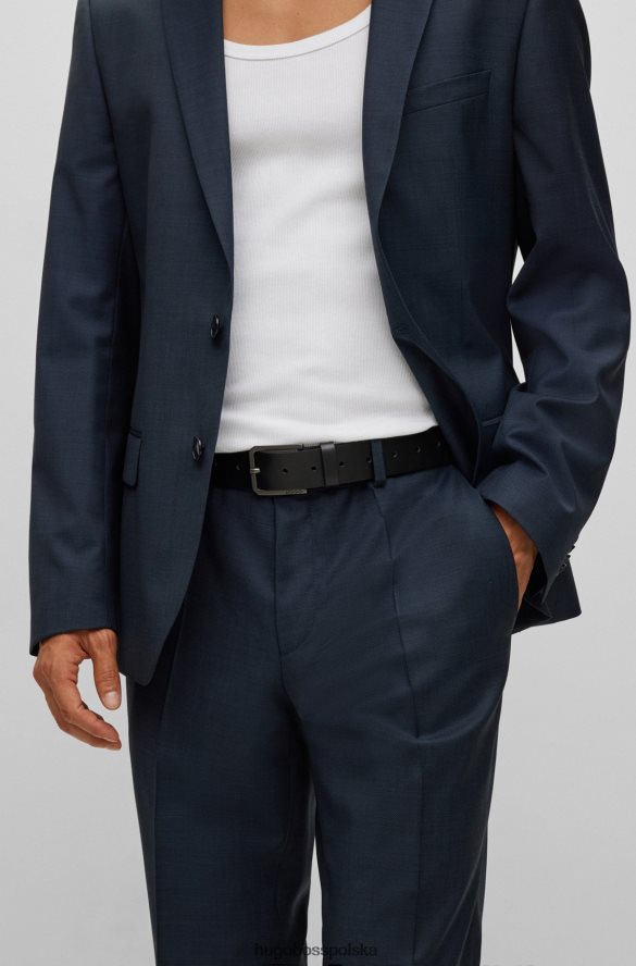 Hugo Boss czarny skórzany pasek hugo z klamrą z wygrawerowanym logo czarny R0X0H65329