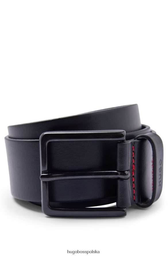 Hugo Boss czarny skórzany pasek hugo z matowymi, brązowymi elementami czarny R0X0H65152