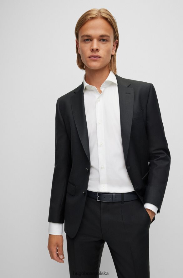 Hugo Boss czarny skórzany pasek z nadrukiem hugo i brązową klamrą czarny R0X0H65417