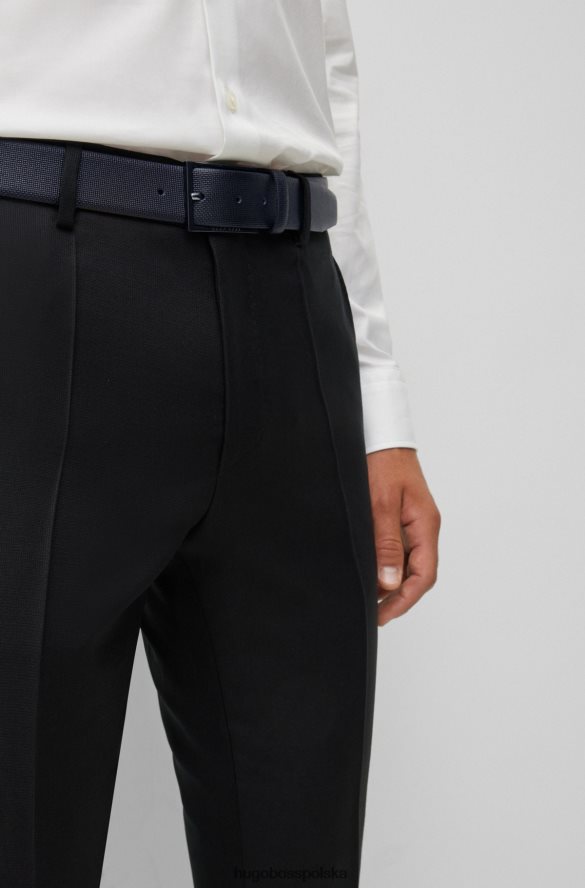 Hugo Boss czarny skórzany pasek z nadrukiem hugo i brązową klamrą czarny R0X0H65417