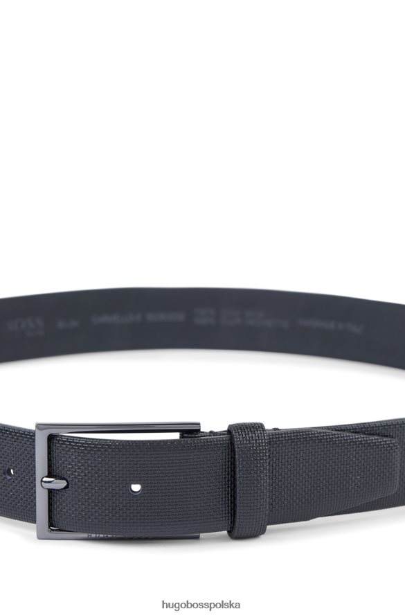 Hugo Boss czarny skórzany pasek z nadrukiem hugo i brązową klamrą czarny R0X0H65417