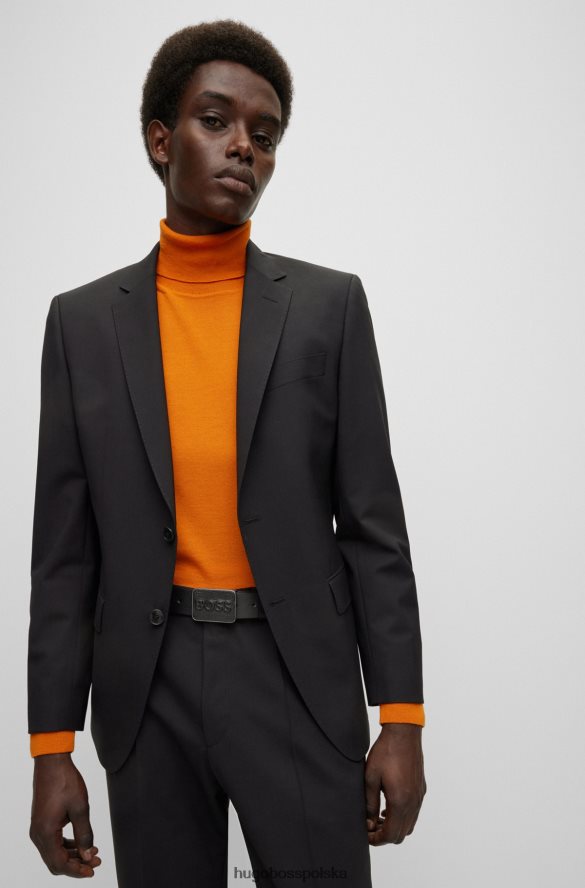 Hugo Boss czarny, włosko-skórzany pasek hugo ze skórzaną klamrą z tabliczką z logo czarny R0X0H65209