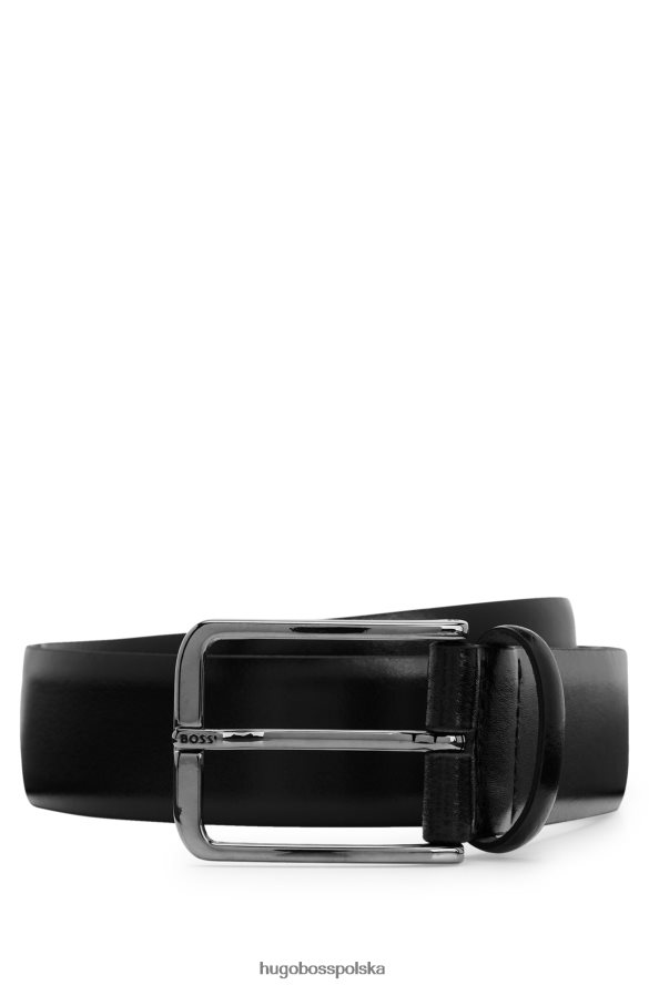 Hugo Boss czarny, włosko-skórzany pasek z klamrą z wygrawerowanym logo hugo czarny R0X0H65629
