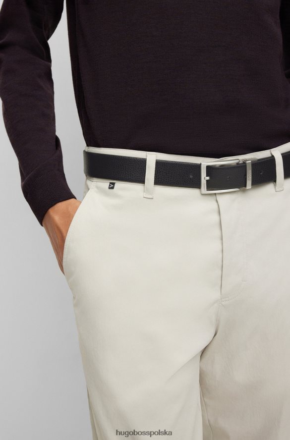 Hugo Boss dwustronny pasek ze strukturalnej i gładkiej włoskiej skóry Hugo Black czarny R0X0H65429
