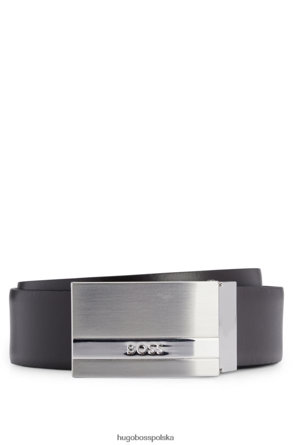 Hugo Boss dwustronny włosko-skórzany pasek z plakietką i klamrami w kolorze czarnym hugo czarny R0X0H65849