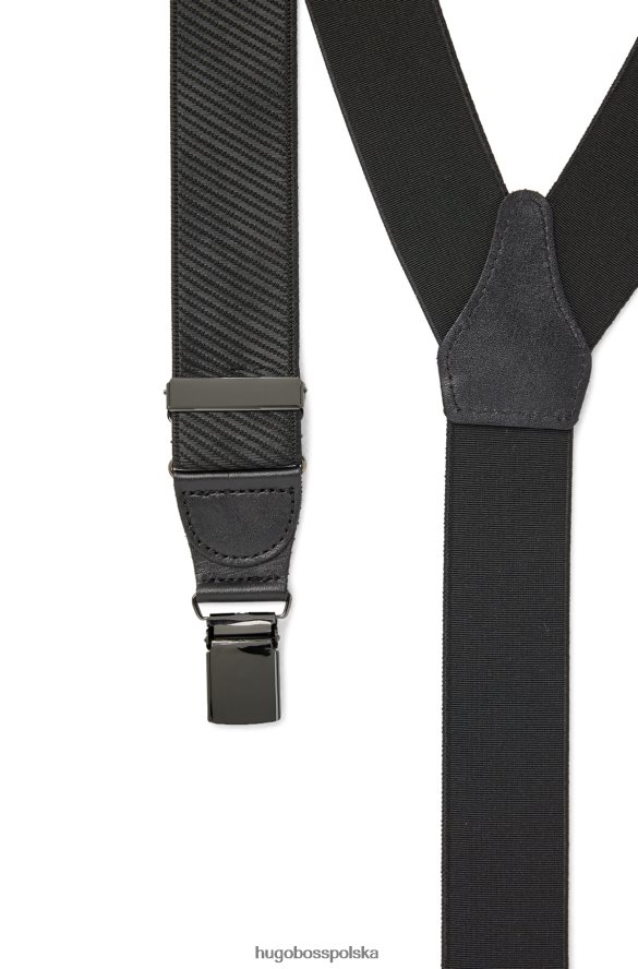 Hugo Boss markowe szelki ze skórzanymi wykończeniami hugo czarne czarny R0X0H65520