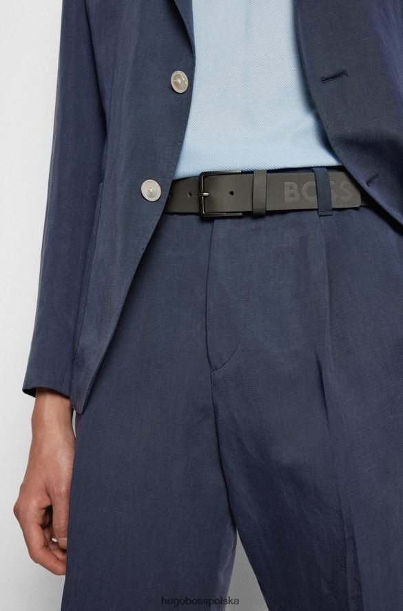 Hugo Boss pasek hugo włosko-skórzany z kolorowymi krawędziami w kolorze szarym szary R0X0H65549