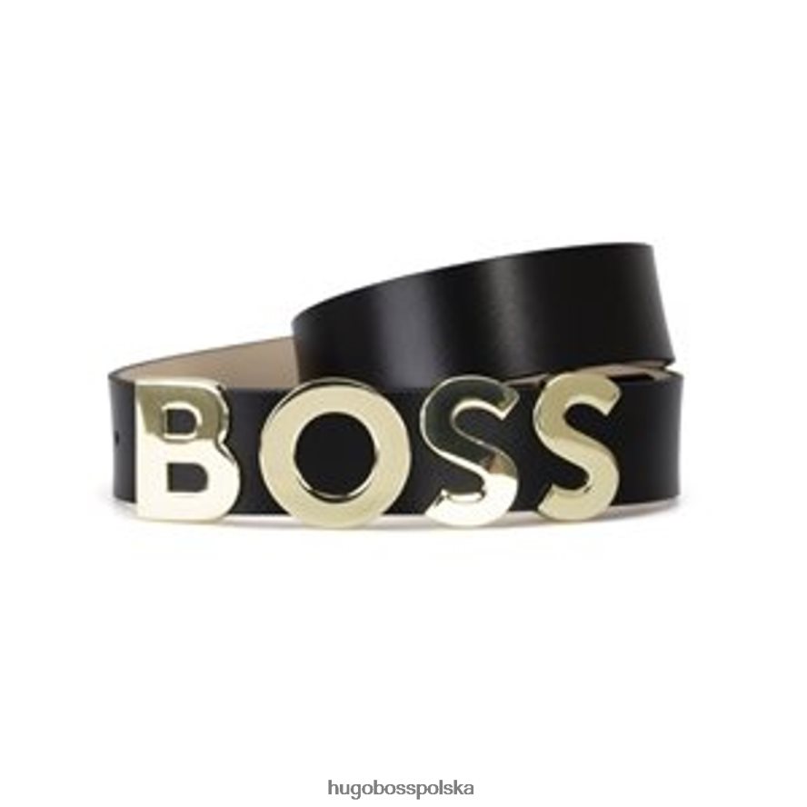 Hugo Boss pasek pogrubiony 50470631 czarny czarny R0X0H6836