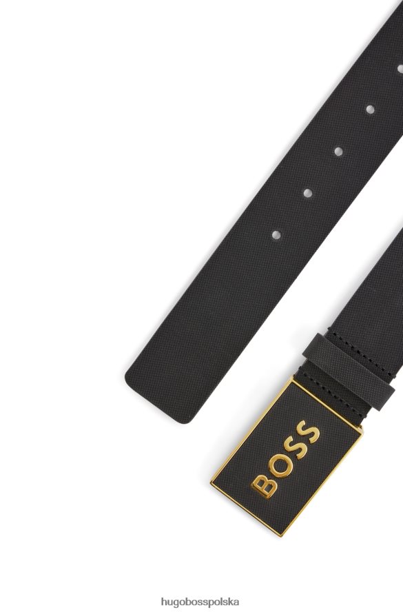 Hugo Boss pasek z klamrą w kształcie blaszki z włoskiej skóry hugo w kolorze czarnym czarny R0X0H65087