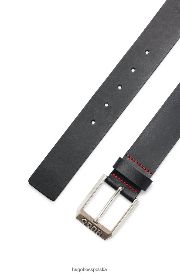 Hugo Boss skórzany pasek z klamrą z logo, czarny hugo czarny R0X0H65112